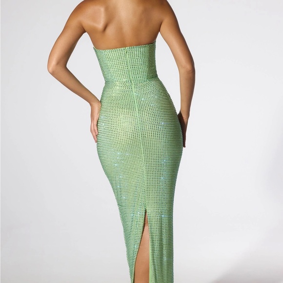 Oh Polly Strapless Shimmering Green Dress - Picture 2 of 4